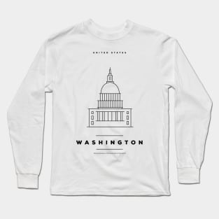 Washington Minimal Black Line Design Long Sleeve T-Shirt